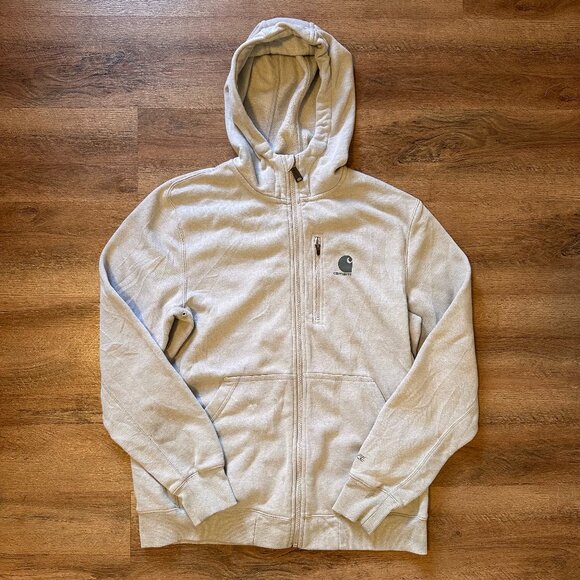 Carhartt Hoodie Sweatshirt Mens Large Force Light Gray Long Sleeve Sweater - Picture 1 of 7